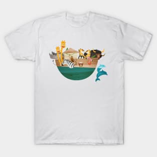 Kids Room Illustration Noah’s Ark - All animals aboard T-Shirt